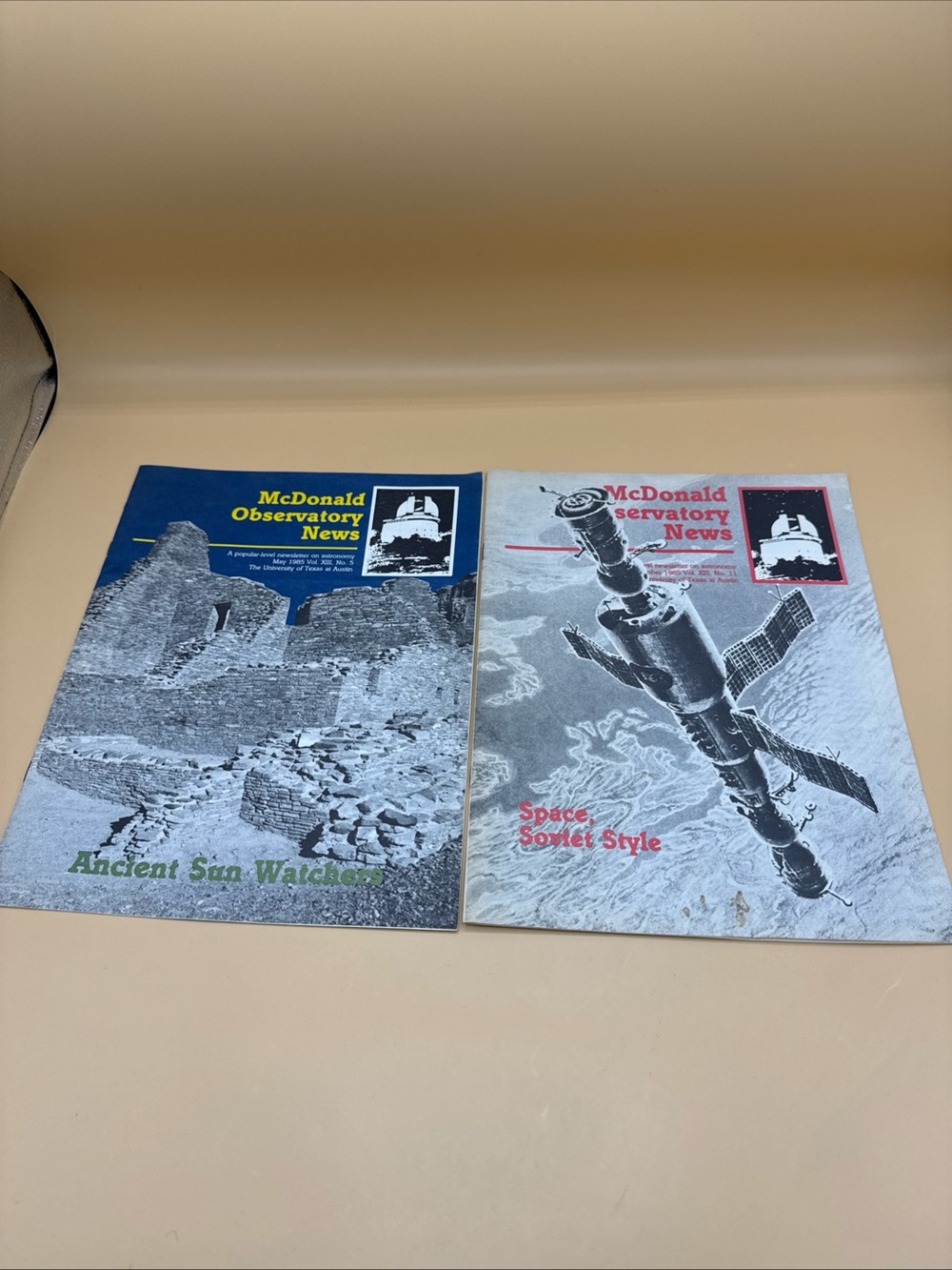 McDonald Observatory news newsletter - lot of 2 - VIntage 1985 May, November